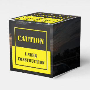 caution under construction sign favour box