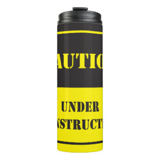 caution under construction sign thermal tumbler