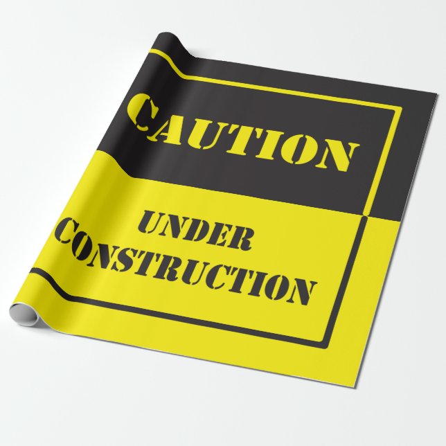 caution under construction sign wrapping paper (Unrolled)