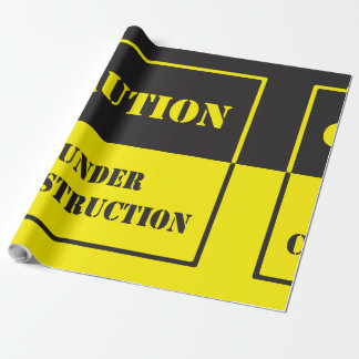 caution under construction sign wrapping paper