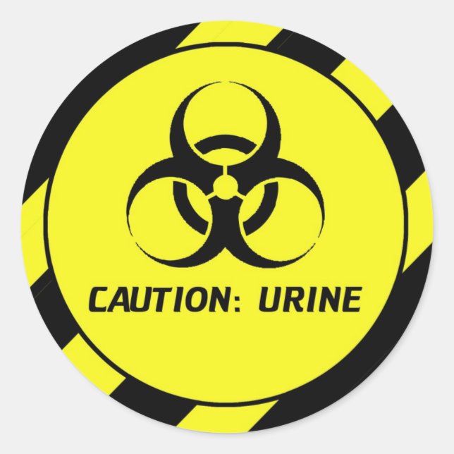 Caution Urine Classic Round Sticker (Front)