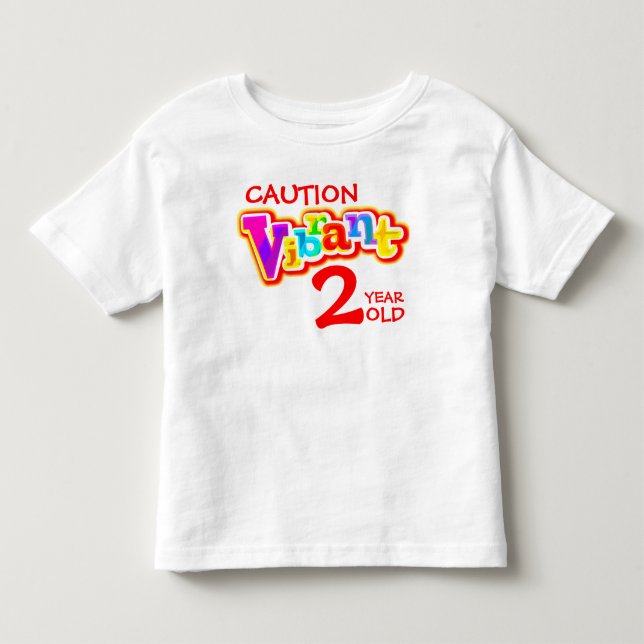 Caution vibrant 2 year old long sleeved top (Front)