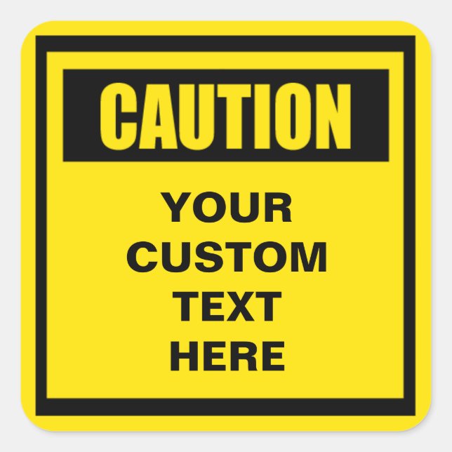 Caution Warning Small Custom Sticker (Front)