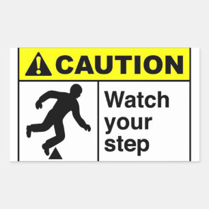 CAUTION Watch Your Step Rectangular Sticker