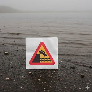 Caution Water Ahead Road Sign Paper Napkins