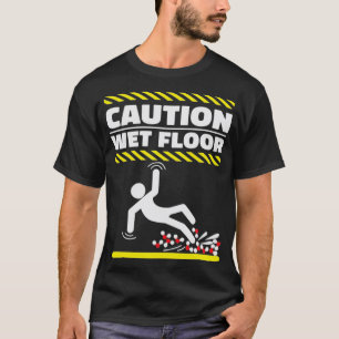 Caution Wet Floor H2O Molecules Funny Science Geek T-Shirt