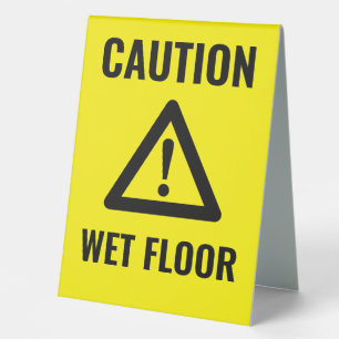 Caution wet floor slippery yellow warning