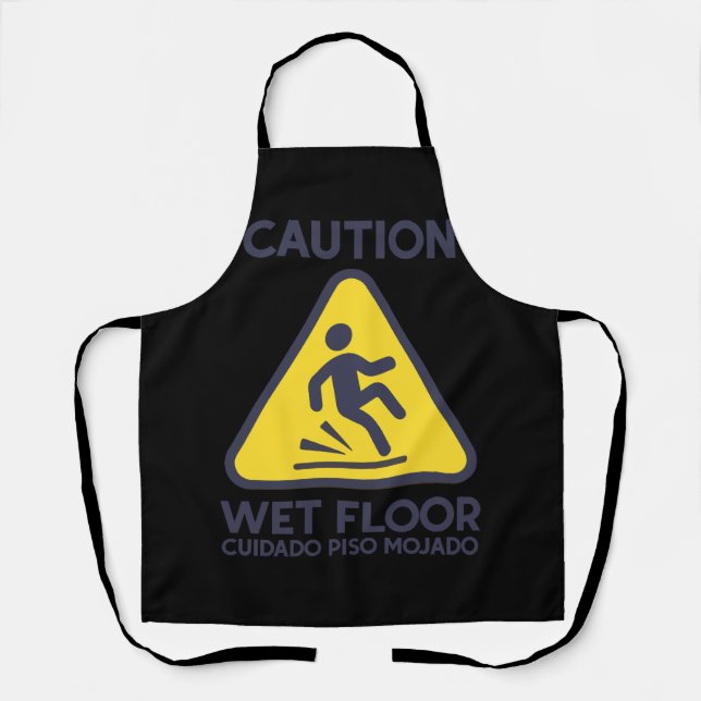 Caution Wet Floor Warning Sign Halloween Costume I Apron (Front)