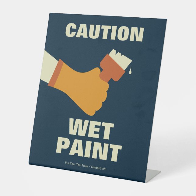 Caution Wet Paint Health & Safety Retro Pedestal Sign (Front)