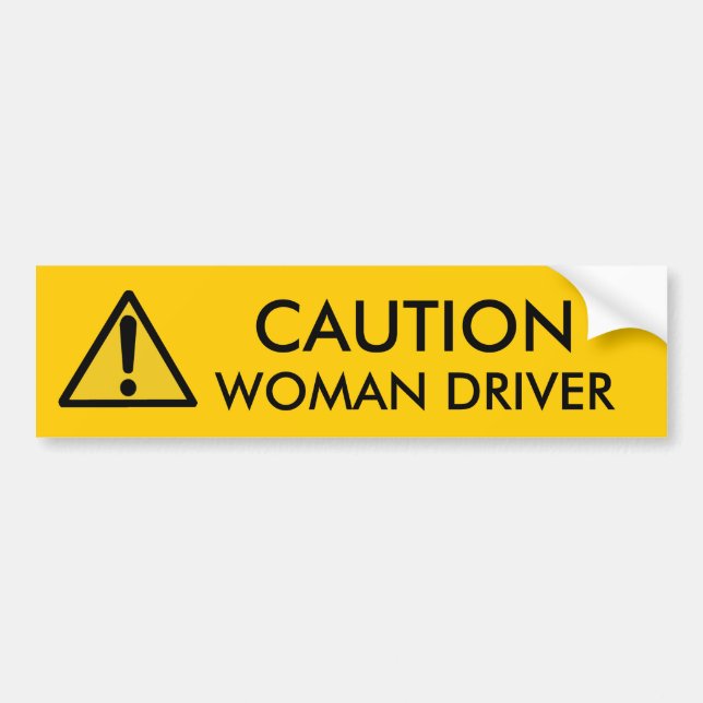 CAUTION: WOMAN DRIVER BUMPER STICKER (Front)