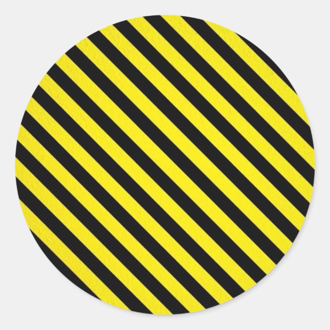 caution yellow black stripes under construction classic round sticker (Front)