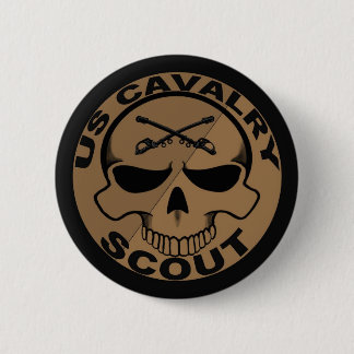 Cav Scout Skull Black and Gold 6 Cm Round Badge