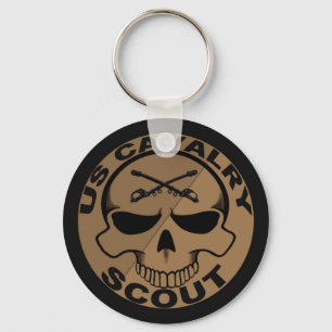 Cav Scout Skull Black and Gold Key Ring