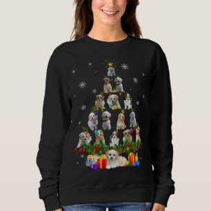 Cavachon Dog Christmas Tree Lights Funny Dog Xmas Sweatshirt