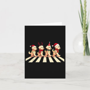 Cavachon Dog Crossing Road Xmas  Card