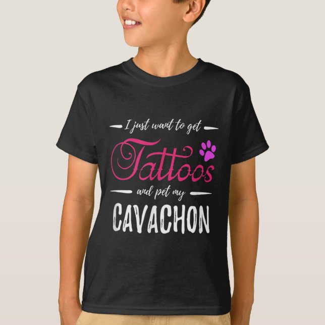 Cavachon Dog Lover Tattoo Funny Dog Mum Gift Idea  T-Shirt (Front)