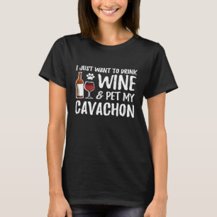 Cavachon Dog Lover Wine Funny Dog Mum T-Shirt