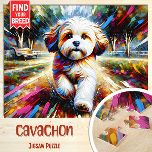 Cavachon Dog Portrait Acrylic Art Print Dog Lover Jigsaw Puzzle