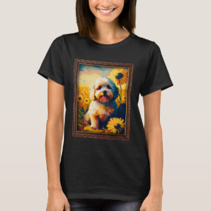 Cavachon Painting Sunflower Flower Mum Women Flora T-Shirt