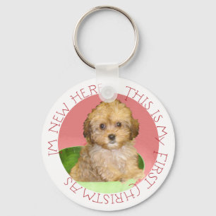Cavachon Puppy First Christmas Key Ring