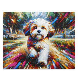 Cavachon Puzzle: Sable and White Cavalier Bichon Jigsaw Puzzle