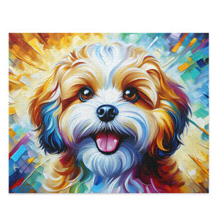 Cavachon Puzzle: Sable and White Cavalier Bichon Jigsaw Puzzle
