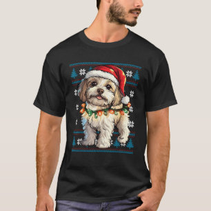 Cavachon Santa Xmas Tree Lights Cavachon Ugly Chri T-Shirt