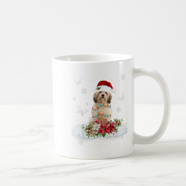 Cavachon Snowly Christmas Tree Lights Pajama Dog X Coffee Mug (Right)