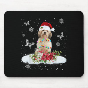 Cavachon Snowly Christmas Tree Lights Pajama Dog X Mouse Mat