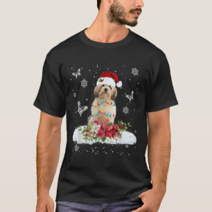 Cavachon Snowly Christmas Tree Lights Pajama Dog X T-Shirt