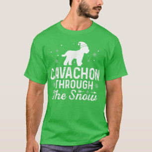 Cavachon through the snow Funny Christmas New Year T-Shirt