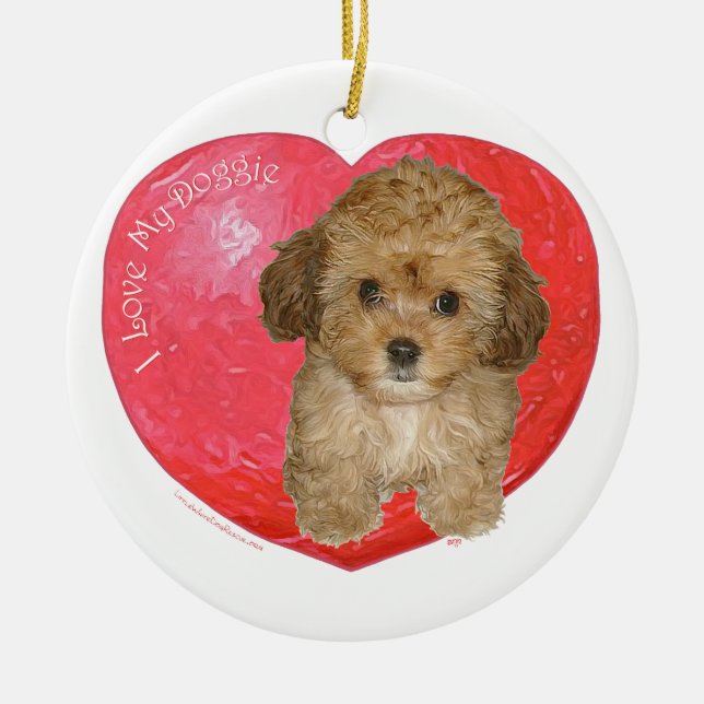 Cavachon Valentine Ceramic Tree Decoration (Front)