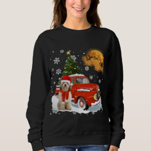 Cavachon Vintage Wagon Red Truck Christmas Tree Pa Sweatshirt