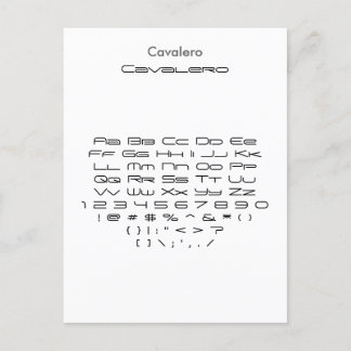Cavalero - Zazzle Font Sampler Sheet Postcard