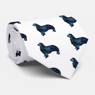 Cavalier dog Black Watercolor Silhouette Tie