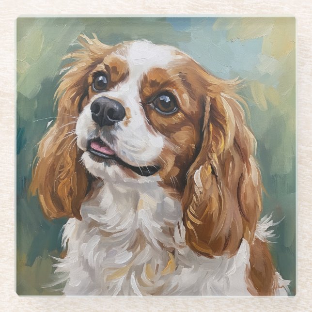 Cavalier Glass Coaster for Dog Lovers (Front)