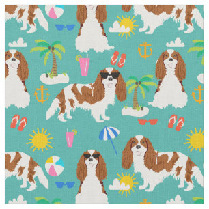 cavalier kc spaniel dog summer tropical fabric