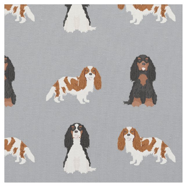 cavalier kc spaniel dogs grey fabric (Close Up)