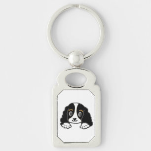 cavalier kcs peeking black and white key ring