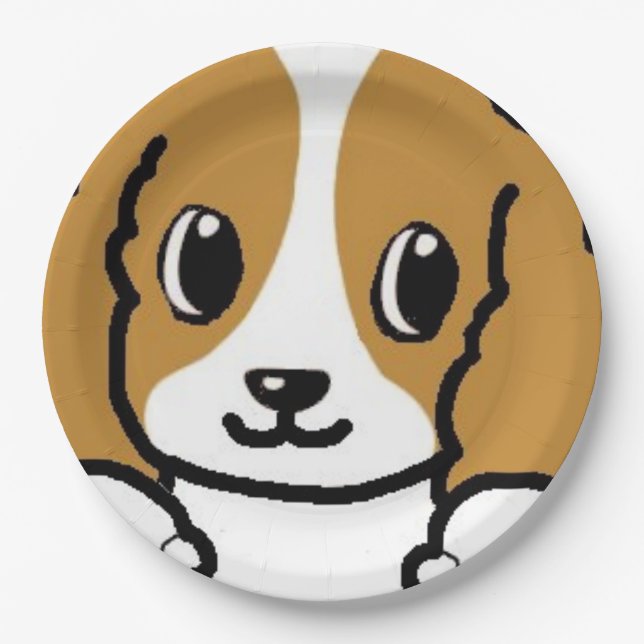 cavalier kcs peeking blenheim paper plate (Front)