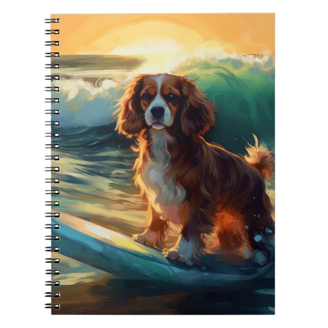 Cavalier King Beach Surfing Painting Notebook (Front)