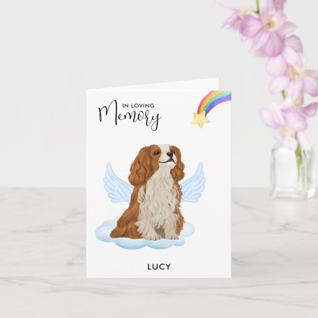 Cavalier King Charles Angel Dog Pet Loss Sympathy  Card (Orchid)