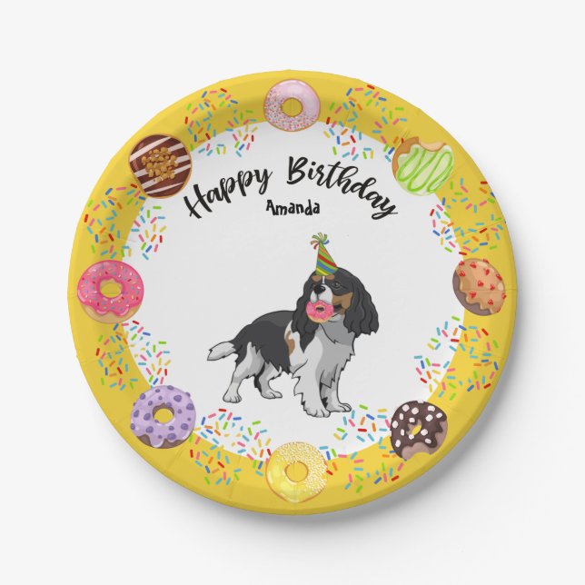Cavalier King Charles Birthday Party Paper Plate (Front)