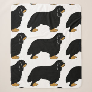 Cavalier King Charles black and tan silhouette Sherpa Blanket