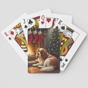 Cavalier King Charles by the Fireplace Christmas Playing Cards