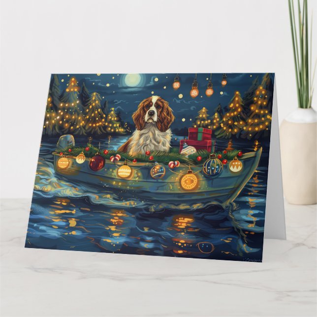 Cavalier King Charles Christmas Festive Voyage Card (Front)