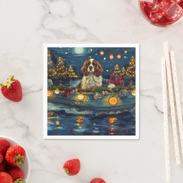 Cavalier King Charles Christmas Festive Voyage Napkin (Insitu)