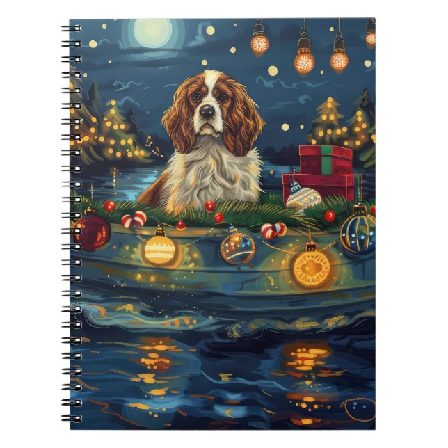 Cavalier King Charles Christmas Festive Voyage Notebook (Front)