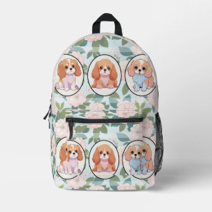Cavalier King Charles classic flowers background Printed Backpack