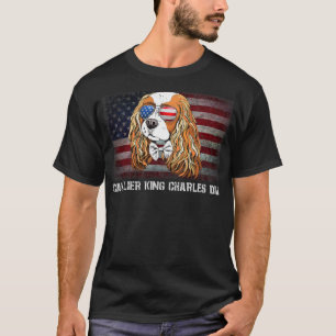 Cavalier King Charles Dad American Dog US Flag T-Shirt